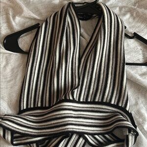 Black and White Striped Halter Top